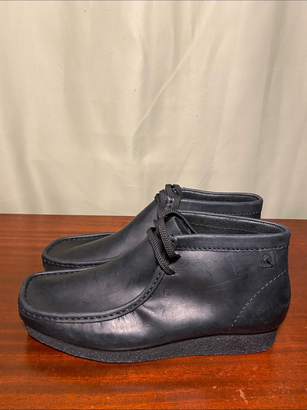 Clarks Shacre Wallabies Chukka Boots Black Leather Wallabies Mens size 10.5W - Picture 3 of 7